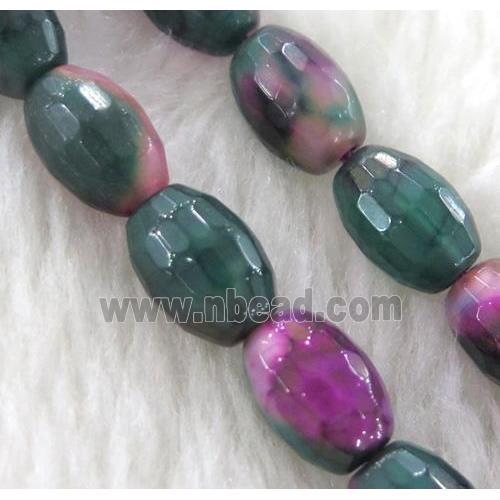 Dichromatic Agate beads, faceted barrel, colorful