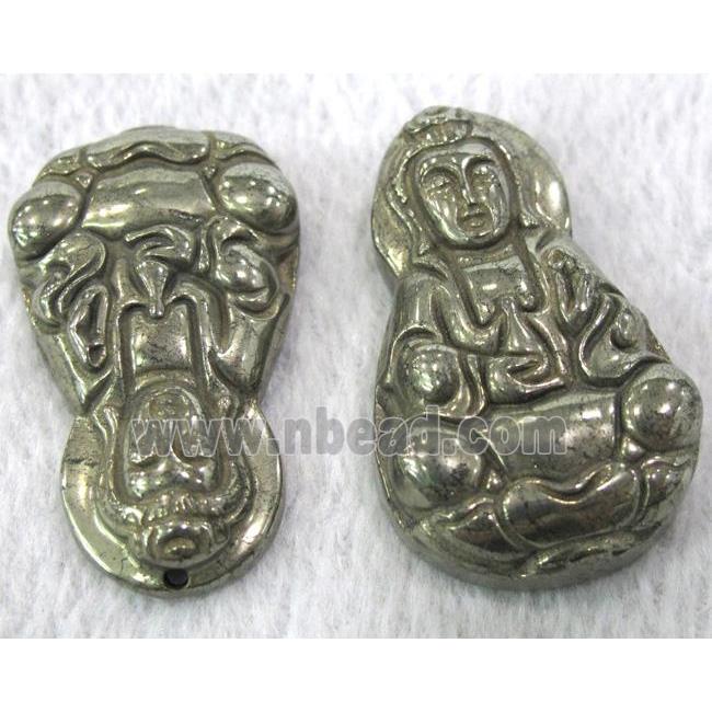 natural Pyrite pendant, guanyin buddha
