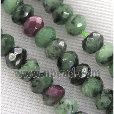 Ruby Zoisite beads, faceted rondelle, hand-cutting
