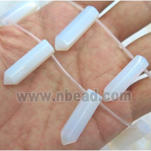 white opalite stone beads, bullet