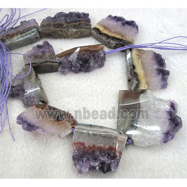 point cluster amethyst collar beads, freeform, purple