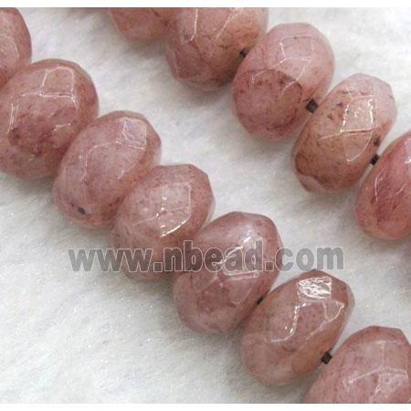 Strawberry Quartz beads, faceted rondelle