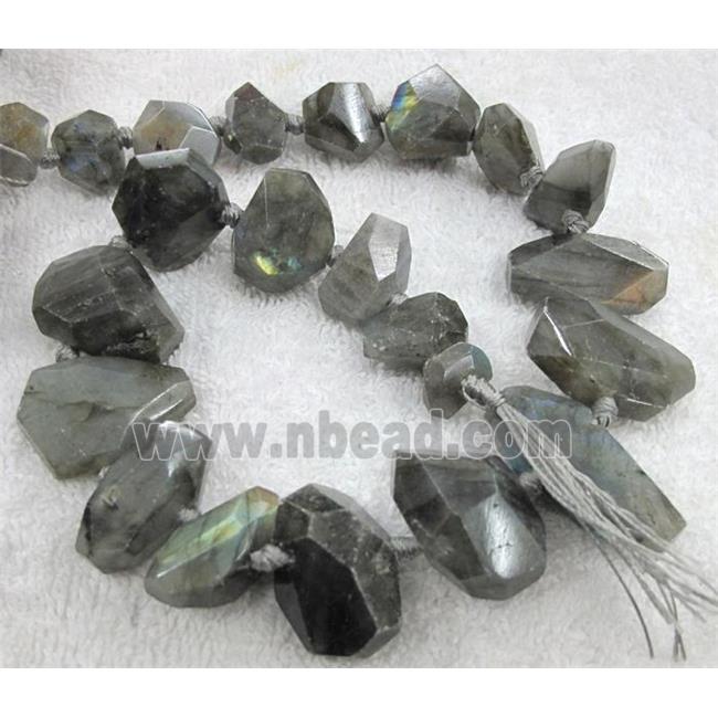 Labradorite bead, faceted freeform