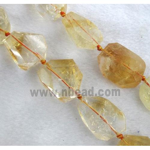 citrine nugget bead, freeform, yellow