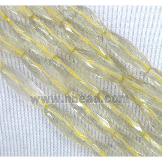 lemon quartz beads, faceted barrel