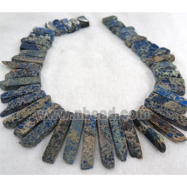 Imperial jasper beads collar, stick, blue, top dilled