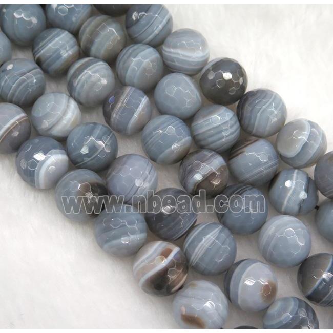 natural gray Botswana Agate beads, faceted round
