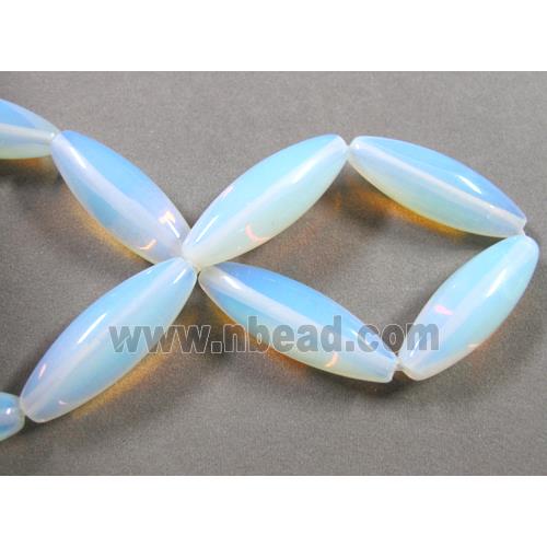 opal bead, white, rice