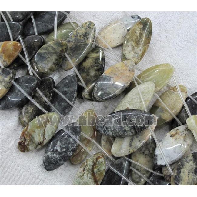 jasper bead, flat-oval