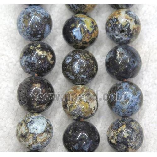 Natural Blue Ocean Agate Beads Smooth Round