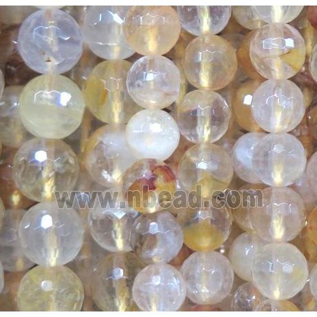 Yellow Iron-Quartz beads, faceted round