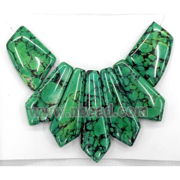 green turquoise pendant for necklace, jewelry sets, dyed