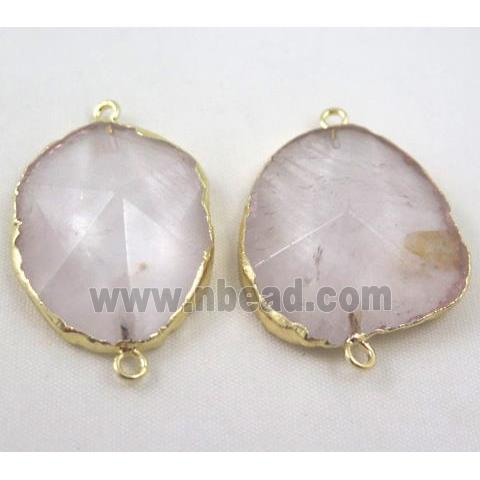 Clear Quartz Connector, freeform, point, gold plated