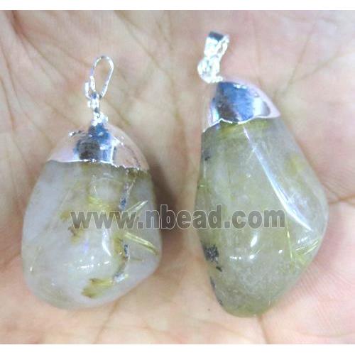 Rutilated Quartz pendant, freeform