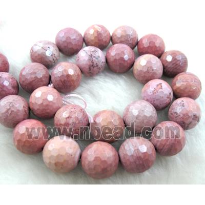 faceted round Rhodonite gemstone beads