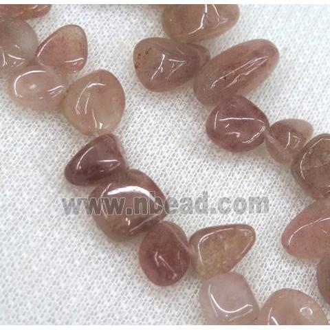 Strawberry Quartz chip beads, freeform