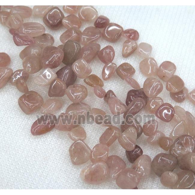 Strawberry Quartz chip beads, freeform