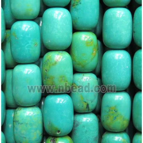Turquoise bead, barrel, blue, stabilized