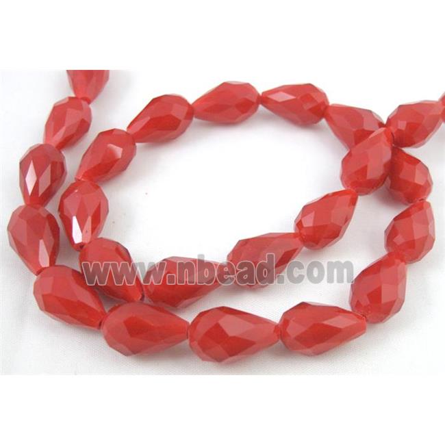 chinese crystal glass bead, faceted teardrop