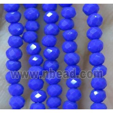 chinese crystal glass bead, faceted rondelle, deep-blue