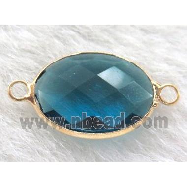 chinese crystal glass connector, faceted oval