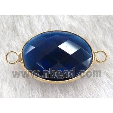 chinese crystal glass connector, faceted oval
