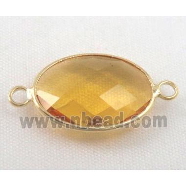 chinese crystal glass connector, faceted oval