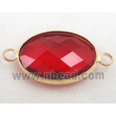Chinese crystal glass connector, faceted oval