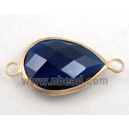 Chinese crystal glass connector, faceted teardrop