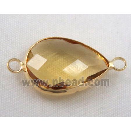 Chinese crystal glass connector, faceted teardrop