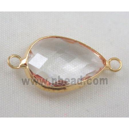 Chinese crystal glass connector, faceted teardrop