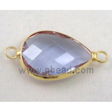 Chinese crystal glass connector, faceted teardrop