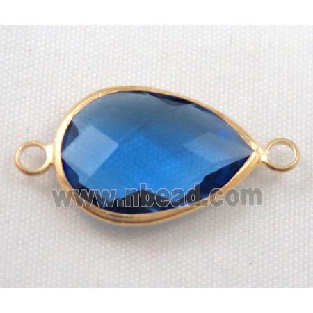 Chinese crystal glass connector, faceted teardrop