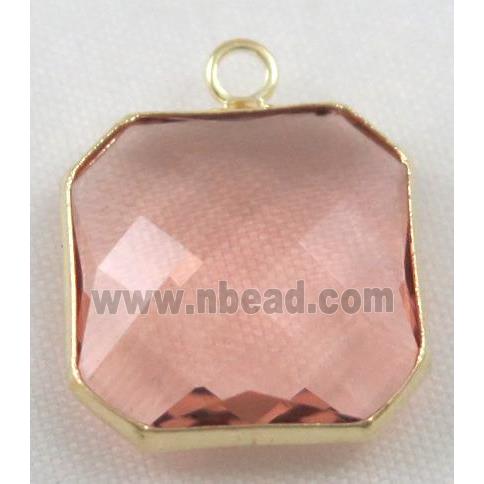 Chinese crystal glass pendant, faceted square