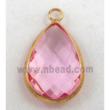 Chinese crystal glass pendant, faceted teardrop