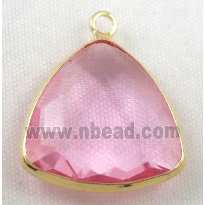 Chinese crystal glass pendant, faceted triangle