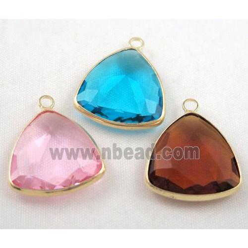 Chinese crystal glass pendant, faceted triangle