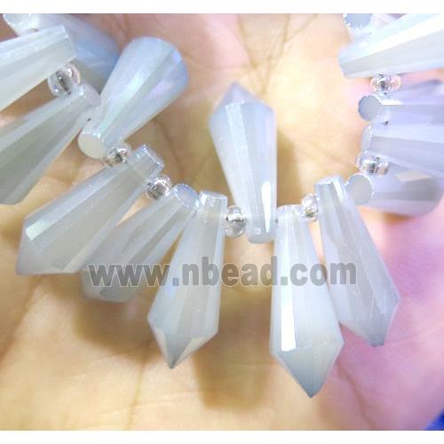 Chinese Crystal beads, faceted teardrop, lt. gray-blue