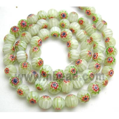 16" String of Round Millefiori Glass-Single flower