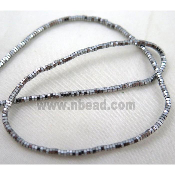 Hematite bead, rondelle, platinum electroplated
