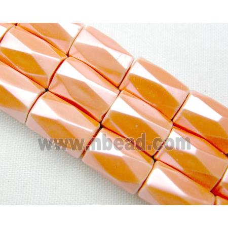 magnetic Hematite Beads, faceted tube, chrysoidine
