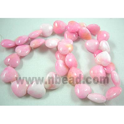 Jade beads, heart, pink