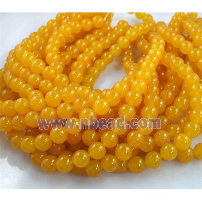 yellow Quartzite Jade beads, round