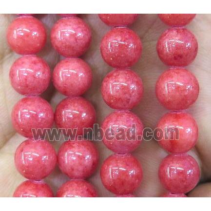 Persia jade bead, round, stabile, deep-red