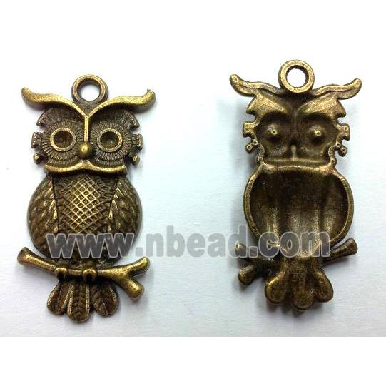 Tibetan silver owl pendant, non-nickel, bronze
