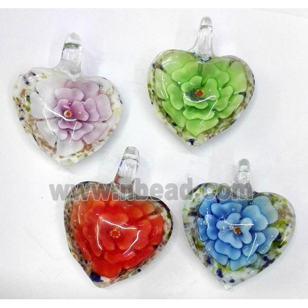 lampwork pendant, heart