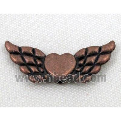 angel wing, Tibetan silver bead non-nickel, antique red copper