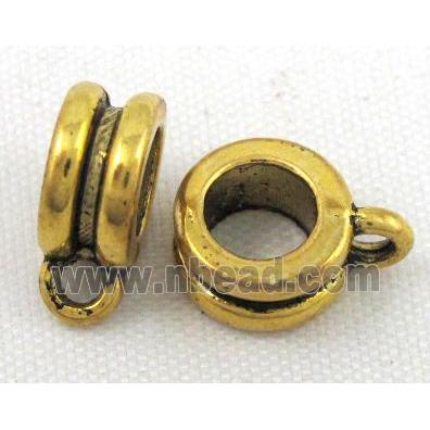 Tibetan silver hanger bail, Non-Nickel, antique gold