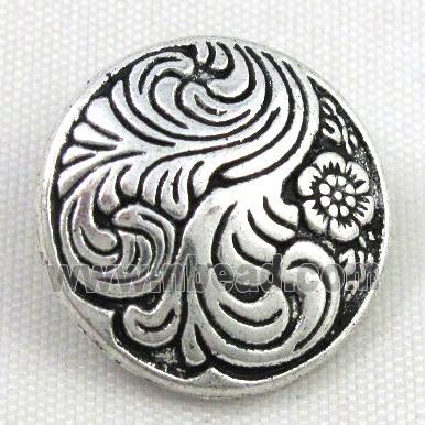 button tibetan silver charms bead, non-nickel