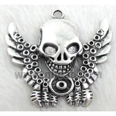 Skull Charms, Tibetan Silver Pendant Non-Nickel